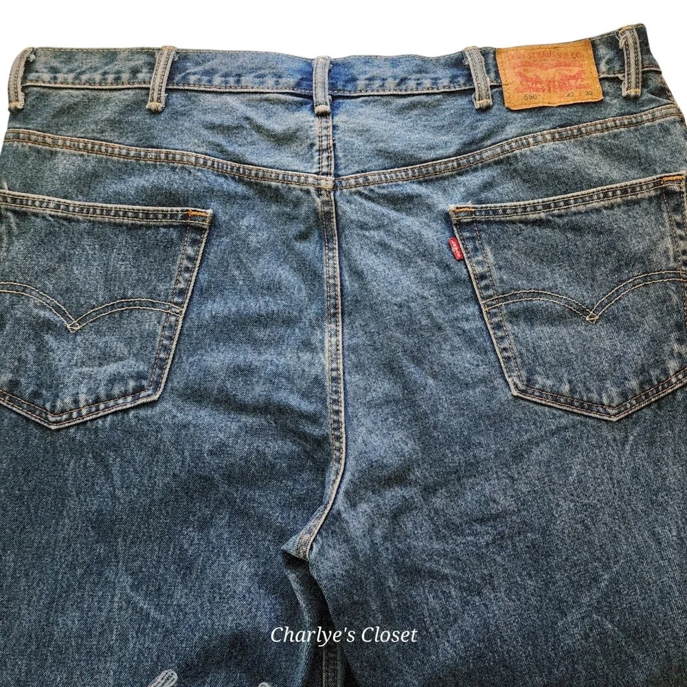 Levis 550 Mens Relaxed Fit Straight Jeans Medium Blue Wash 42x32 00550-4891‎